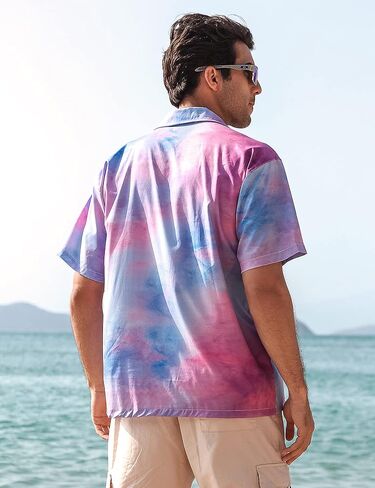 ELETOP Men's Hawaiian Shirt Quick Dry Tropical Beach Shirts Short Sleeve Aloha Holiday Casual Cuban Shirts in Saudi Arabia