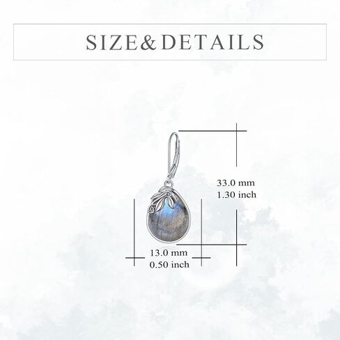 Labradorite Earrings Sterling Silver Leave Labradorite Teardrop Earrings Natural Gemstone Dangle Drop Earrings Labradorite Jewelry Gift for Women Teens Girls in Saudi Arabia