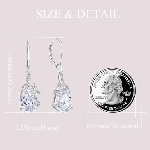 Dangle Drop Butterfly Earrings 925 Sterling Silver Teardrop Leverback Earrings Birthstones Jewelry Gifts for Women in Kuwait