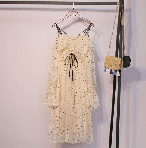 اليابانية مثير لطيف لوليتا المرأة الشاطئ قبالة الكتف الشيفون فستان طويل الأكمام المايوه الغطاء in Kuwait