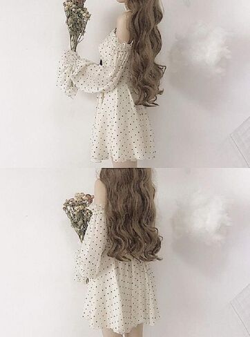 اليابانية مثير لطيف لوليتا المرأة الشاطئ قبالة الكتف الشيفون فستان طويل الأكمام المايوه الغطاء in Kuwait