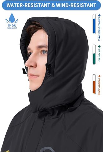 جاكيت تزلج رجالي من CIOR مقاوم للماء بتصميم Mountain II مقاوم للرياح معطف شتوي دافئ ثلج بغطاء رأس قابل للإزالة in Kuwait