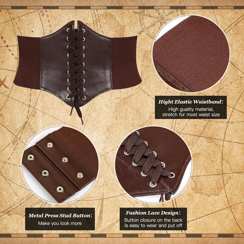 Vabean 4 قطع أزياء عصر النهضة النسائية مجموعة عصر النهضة القراصنة قميص القرون الوسطى فو حزام جلد الحقيبة تعادل مشد in Kuwait