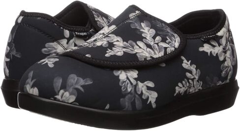Propét womens Cush 'N Foot Slipper, Black Floral, 9.5 XX-Wide US in Saudi Arabia