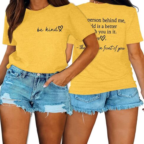 تي شيرت نسائي HDLTE بمقاس كبير لطيف Be Kind Blessed برسومات قصيرة الأكمام وقلب الحب للمعلم in Kuwait