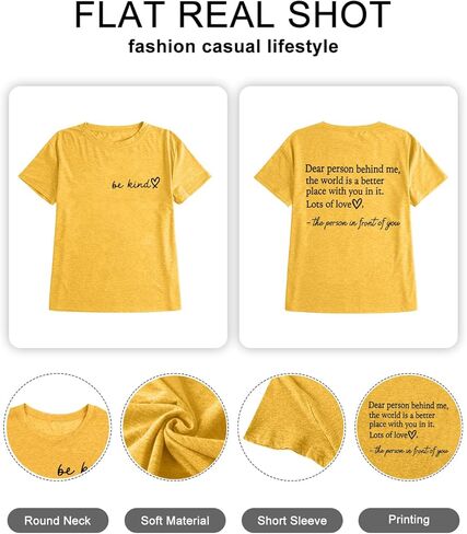 تي شيرت نسائي HDLTE بمقاس كبير لطيف Be Kind Blessed برسومات قصيرة الأكمام وقلب الحب للمعلم in Kuwait