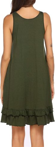 فستان Beyove كاجوال للنساء صيفي بحاشية مكشكشة بدون أكمام فستان بيكيني للشاطئ يغطي فساتين الشمس مع جيوب in Kuwait