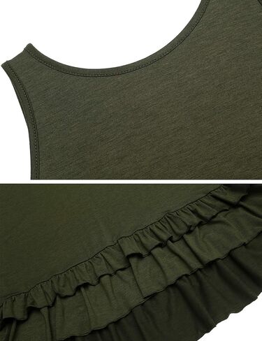 فستان Beyove كاجوال للنساء صيفي بحاشية مكشكشة بدون أكمام فستان بيكيني للشاطئ يغطي فساتين الشمس مع جيوب in Kuwait