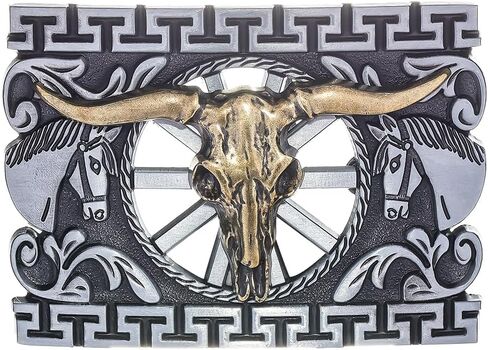 YOQUCOL American Western Cowboy Belt Buckle Bronze Longhorn Bull Head Belt Buckle for Men in Saudi Arabia