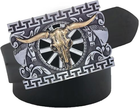 YOQUCOL American Western Cowboy Belt Buckle Bronze Longhorn Bull Head Belt Buckle for Men in Saudi Arabia