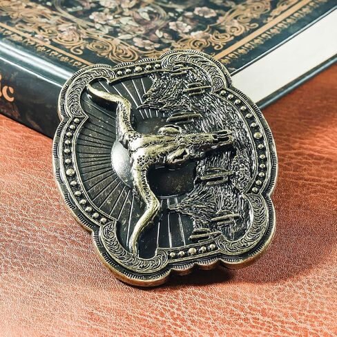 YOQUCOL American Western Cowboy Belt Buckle Bronze Longhorn Bull Head Belt Buckle for Men in Saudi Arabia