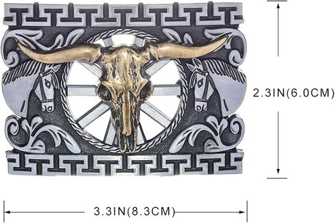 YOQUCOL American Western Cowboy Belt Buckle Bronze Longhorn Bull Head Belt Buckle for Men in Saudi Arabia