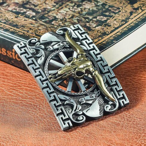 YOQUCOL American Western Cowboy Belt Buckle Bronze Longhorn Bull Head Belt Buckle for Men in Saudi Arabia