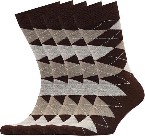 VRD SOCKS Mens Dress Socks, Bamboo Socks for Men, 5-Pack - Shoe Size 8-13, Chocolate Dark Brown - Argyle in Saudi Arabia