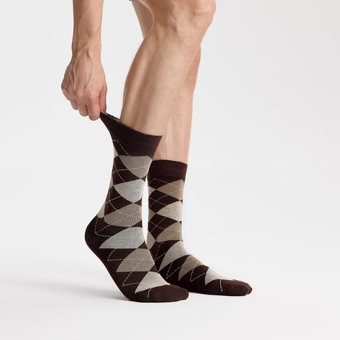 VRD SOCKS Mens Dress Socks, Bamboo Socks for Men, 5-Pack - Shoe Size 8-13, Chocolate Dark Brown - Argyle in Saudi Arabia