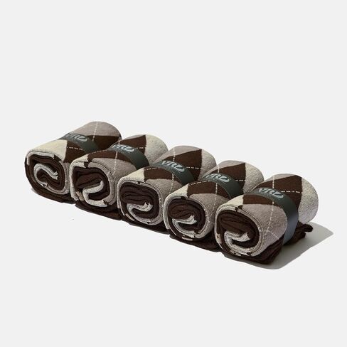 VRD SOCKS Mens Dress Socks, Bamboo Socks for Men, 5-Pack - Shoe Size 8-13, Chocolate Dark Brown - Argyle in Saudi Arabia