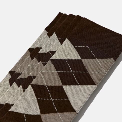 VRD SOCKS Mens Dress Socks, Bamboo Socks for Men, 5-Pack - Shoe Size 8-13, Chocolate Dark Brown - Argyle in Saudi Arabia