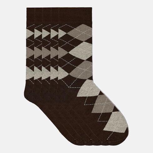 VRD SOCKS Mens Dress Socks, Bamboo Socks for Men, 5-Pack - Shoe Size 8-13, Chocolate Dark Brown - Argyle in Saudi Arabia