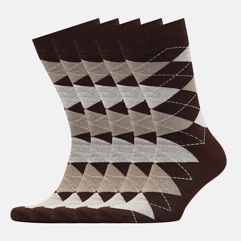 VRD SOCKS Mens Dress Socks, Bamboo Socks for Men, 5-Pack - Shoe Size 8-13, Chocolate Dark Brown - Argyle in Saudi Arabia