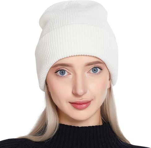 قبعة متماسكة للنساء من Muryobao قبعة شتوية ناعمة دافئة محبوكة على شكل جمجمة مكبلة in Kuwait