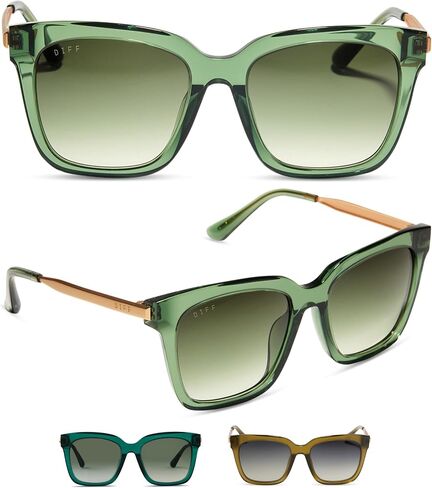 DIFF Bella Designer Square Oversized Sunglasses for Women UV400 Protection, Fashion Green Colors in Saudi Arabia