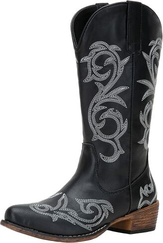 Jeossy Women's 9808 Cowboy Boots | Square Toe Cowgirl Boots | Western Embroidered Knee High Boot with Inside Zipper in Saudi Arabia