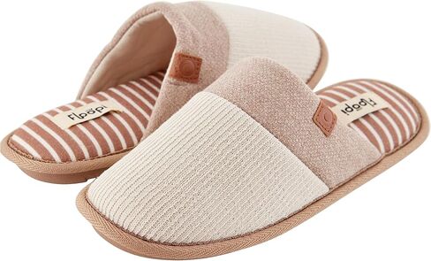 فلوبي شبشب منزلي للنساء، شبشب منسوج ناعم ومضلع مغلق من الخلف، نعل داخلي مريح متعدد الطبقات من ميموري فوم مع نعل مضاد للانزلاق للاستخدام الداخلي والخارجي، رمادي داكن، مقاس L in Kuwait