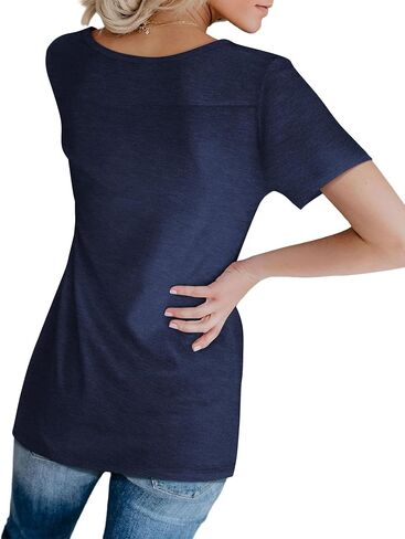 تي شيرت حريمي صيفي برقبة على شكل حرف V من DittyandVibe بأزرار فضفاضة كاجوال من Henley Tunic in Saudi Arabia