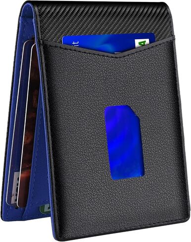 Wallet for Men Slim Minimalist - RFID Blocking Mens Wallet Front Pocket Credit Card Holder - Small Wallets with Cash Strap (Black Orange) in Saudi Arabia