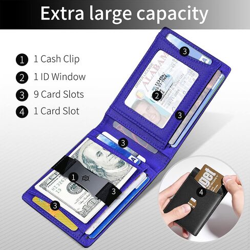 Wallet for Men Slim Minimalist - RFID Blocking Mens Wallet Front Pocket Credit Card Holder - Small Wallets with Cash Strap (Black Orange) in Saudi Arabia