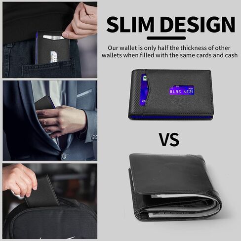 Wallet for Men Slim Minimalist - RFID Blocking Mens Wallet Front Pocket Credit Card Holder - Small Wallets with Cash Strap (Black Orange) in Saudi Arabia