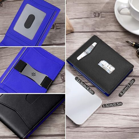 Wallet for Men Slim Minimalist - RFID Blocking Mens Wallet Front Pocket Credit Card Holder - Small Wallets with Cash Strap (Black Orange) in Saudi Arabia