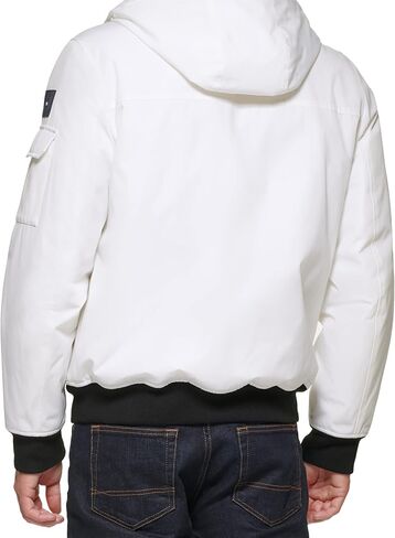 Tommy Hilfiger Men's Arctic Cloth Hooded Utility Bomber, White, Small in Saudi Arabia