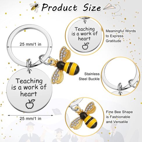 24 Pcs Christmas Bee Keychain Teacher Appreciation Gifts for Women Bulk 1 Inch Bees Keychain Teacher Keyring Gift for Christmas Teacher's Day Birthday Thank You Gifts in Saudi Arabia