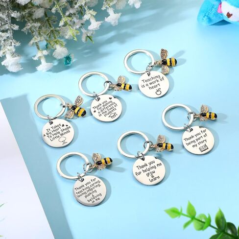 24 Pcs Christmas Bee Keychain Teacher Appreciation Gifts for Women Bulk 1 Inch Bees Keychain Teacher Keyring Gift for Christmas Teacher's Day Birthday Thank You Gifts in Saudi Arabia