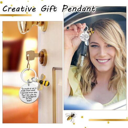 24 Pcs Christmas Bee Keychain Teacher Appreciation Gifts for Women Bulk 1 Inch Bees Keychain Teacher Keyring Gift for Christmas Teacher's Day Birthday Thank You Gifts in Saudi Arabia