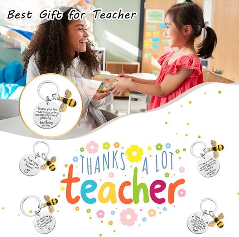 24 Pcs Christmas Bee Keychain Teacher Appreciation Gifts for Women Bulk 1 Inch Bees Keychain Teacher Keyring Gift for Christmas Teacher's Day Birthday Thank You Gifts in Saudi Arabia