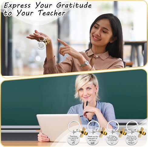 24 Pcs Christmas Bee Keychain Teacher Appreciation Gifts for Women Bulk 1 Inch Bees Keychain Teacher Keyring Gift for Christmas Teacher's Day Birthday Thank You Gifts in Saudi Arabia
