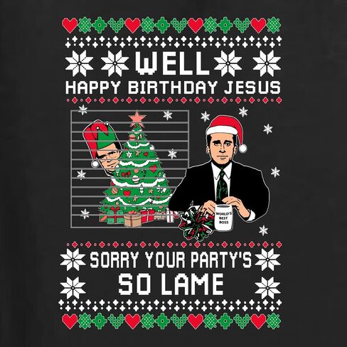 Well Happy Birthday Jesus Funny Quote Office Ugly Christmas Sweater Unisex Crewneck Sweatshirt, Black, XX-Large in Kuwait