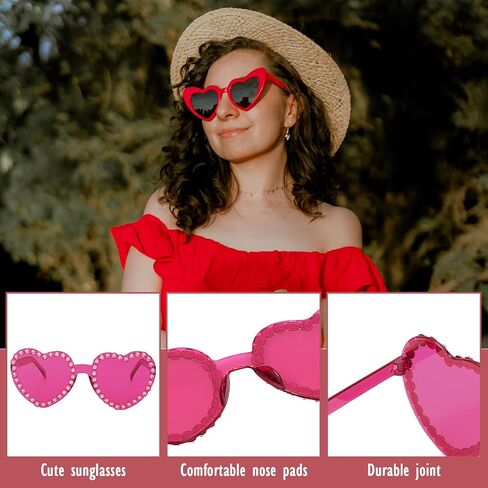 Century Star Heart Sunglasses Rhinestone Heart Shaped Sunglasses Womens Trendy Retro Fun Party Transparent Colorful Glasses in Saudi Arabia