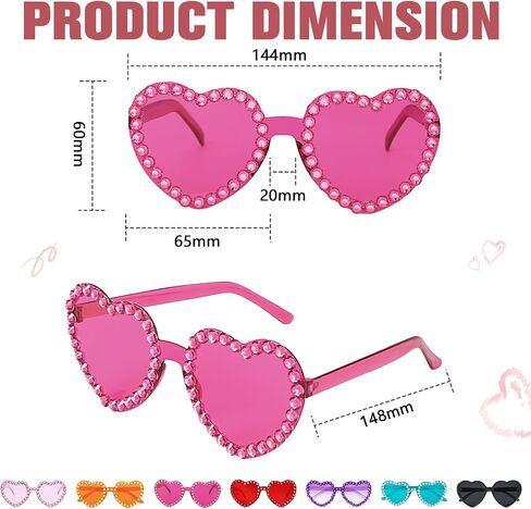 Century Star Heart Sunglasses Rhinestone Heart Shaped Sunglasses Womens Trendy Retro Fun Party Transparent Colorful Glasses in Saudi Arabia