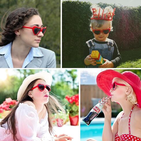 Century Star Heart Sunglasses Rhinestone Heart Shaped Sunglasses Womens Trendy Retro Fun Party Transparent Colorful Glasses in Saudi Arabia