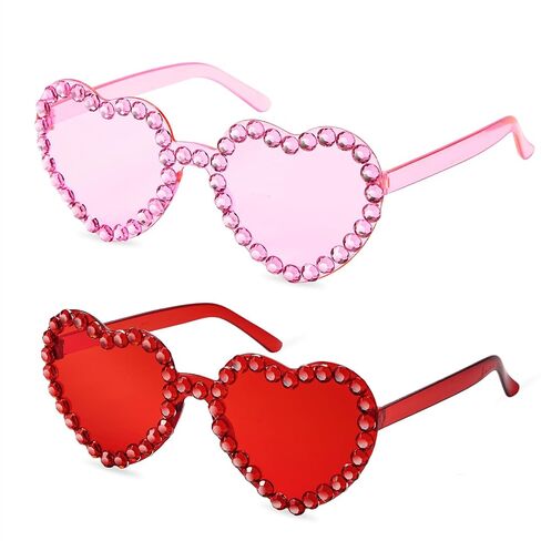 Century Star Heart Sunglasses Rhinestone Heart Shaped Sunglasses Womens Trendy Retro Fun Party Transparent Colorful Glasses in Saudi Arabia