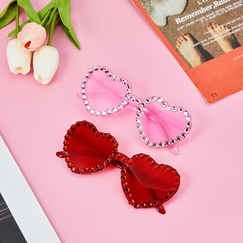 Century Star Heart Sunglasses Rhinestone Heart Shaped Sunglasses Womens Trendy Retro Fun Party Transparent Colorful Glasses in Saudi Arabia
