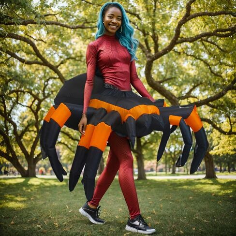 Halloween Spider Inflatable Costumes,Air Blow-up Funny Spider Costumes Scary Halloween Costume Cosplay Dress Up Indoor Outdoor Parties Haunted House Spooky atmosphere Suit for Adults, Women and Men in Kuwait