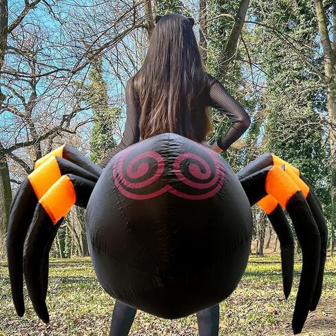 Halloween Spider Inflatable Costumes,Air Blow-up Funny Spider Costumes Scary Halloween Costume Cosplay Dress Up Indoor Outdoor Parties Haunted House Spooky atmosphere Suit for Adults, Women and Men in Kuwait