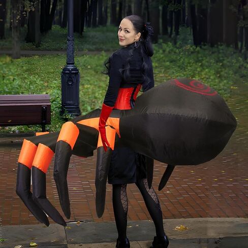 Halloween Spider Inflatable Costumes,Air Blow-up Funny Spider Costumes Scary Halloween Costume Cosplay Dress Up Indoor Outdoor Parties Haunted House Spooky atmosphere Suit for Adults, Women and Men in Kuwait