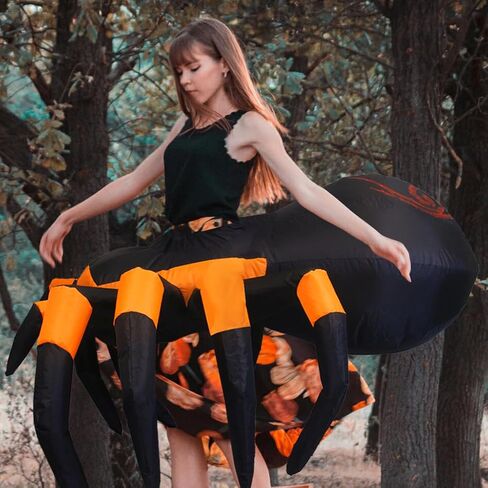 Halloween Spider Inflatable Costumes,Air Blow-up Funny Spider Costumes Scary Halloween Costume Cosplay Dress Up Indoor Outdoor Parties Haunted House Spooky atmosphere Suit for Adults, Women and Men in Kuwait