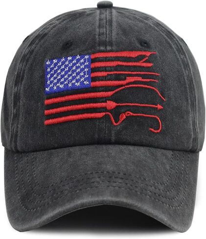 قبعات الصيد بعلم أمريكي للرجال، قبعات بيسبول قطنية مطرزة قابلة للتعديل للاستخدام في الهواء الطلق in Kuwait