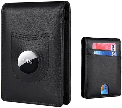 AirTag Wallet Men, Wallet for Men with Airtag Holder, Genuine Leather Credit Card Wallet, Bifold Slim Wallet for Air Tag GPS Tracker in Saudi Arabia
